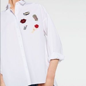 ZARA Oversized White Button Down with Decorations